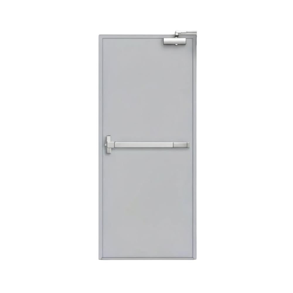 ชุดประตูเหล็กทนไฟ VECO 100x200 ซม. สีเทา (เปิดด้านขวา ออกด้านนอก)