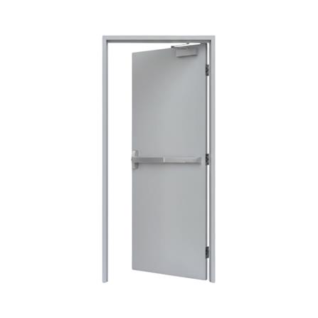 ชุดประตูเหล็กทนไฟ VECO 100x200 ซม. สีเทา (เปิดด้านขวา ออกด้านนอก)_1