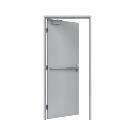 ชุดประตูเหล็กทนไฟ VECO 80x200 ซม. สีเทา (เปิดด้านซ้าย ออกด้านนอก)_1