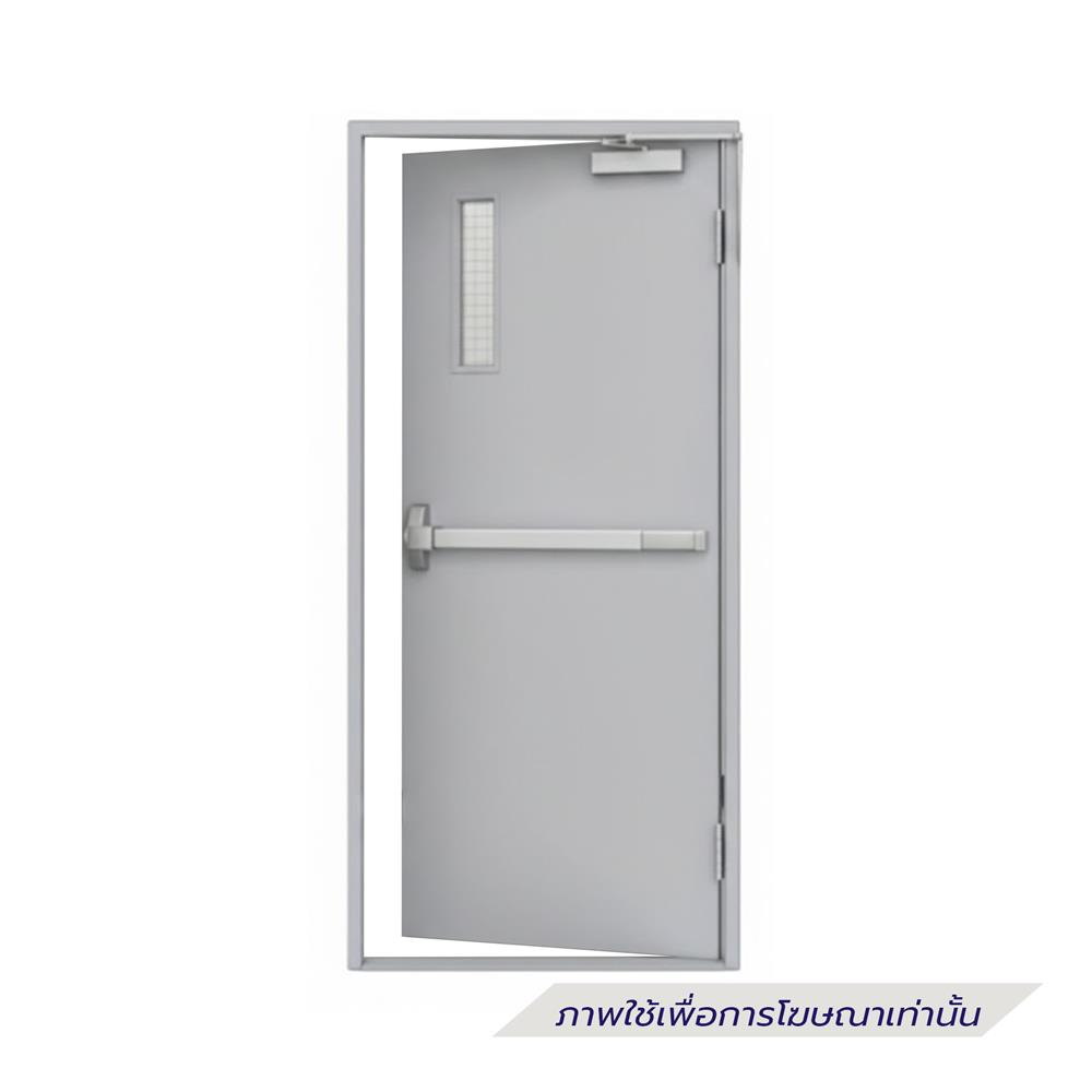 ชุดประตูเหล็กทนไฟ กระจกเสริมลวด VECO 100x200 ซม. สีเทา (เปิดด้านขวา ออกด้านนอก)