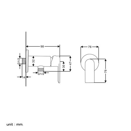 วาล์วฝักบัว 1 ทาง RASLAND RA C311-637BK_4