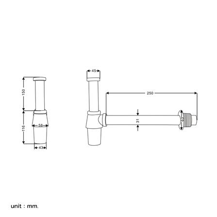ท่อน้ำทิ้งอ่างล้างหน้ากระปุก RASLAND RA T911-T15-25 25 ซม._8