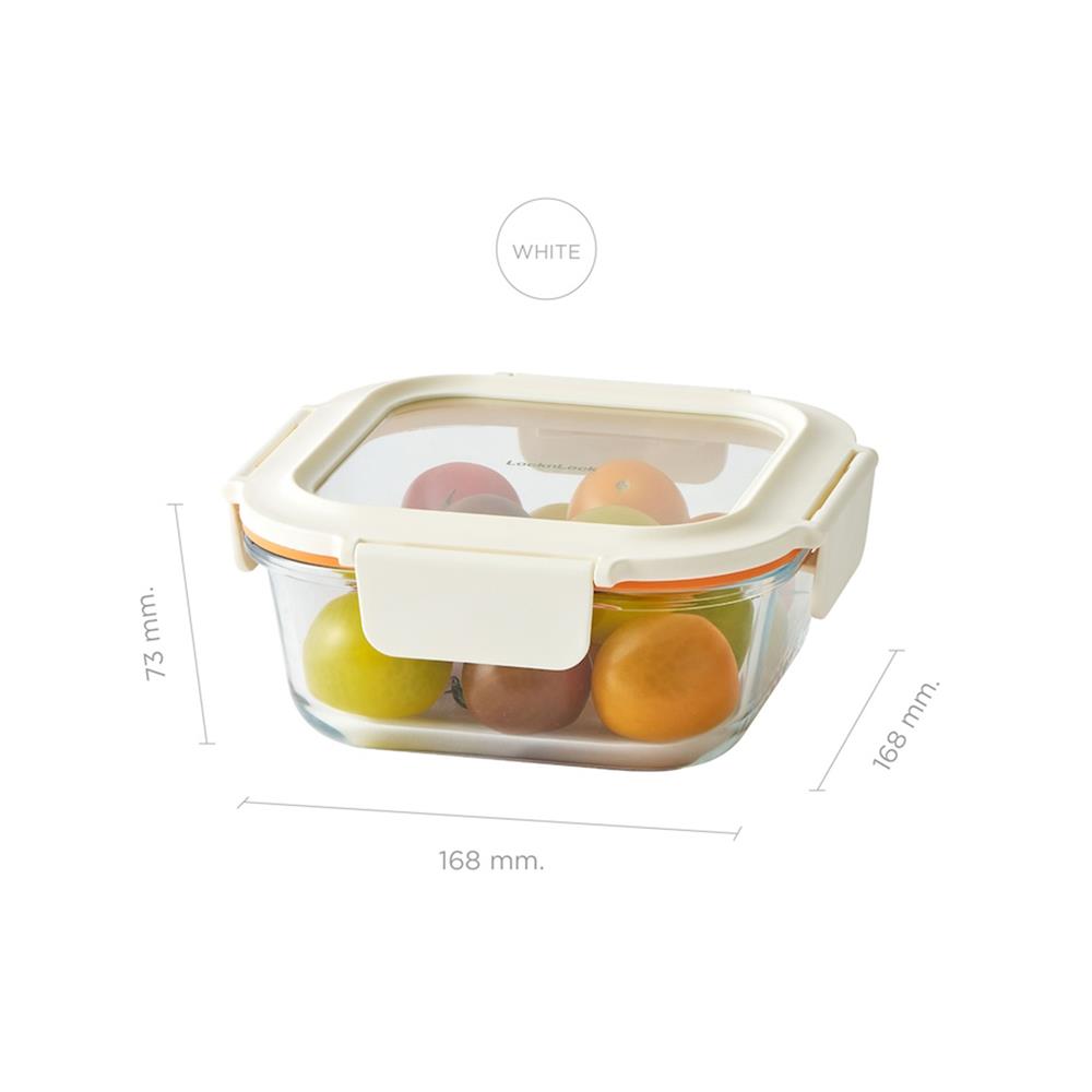 กล่องอาหารแก้ว LOCKNLOCK THE CUBE 0.75 ลิตร สีขาว
