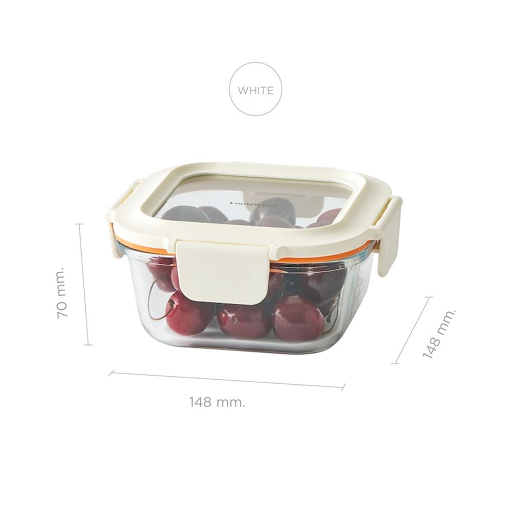 กล่องอาหารแก้ว LOCKNLOCK THE CUBE 0.5 ลิตร สีขาว