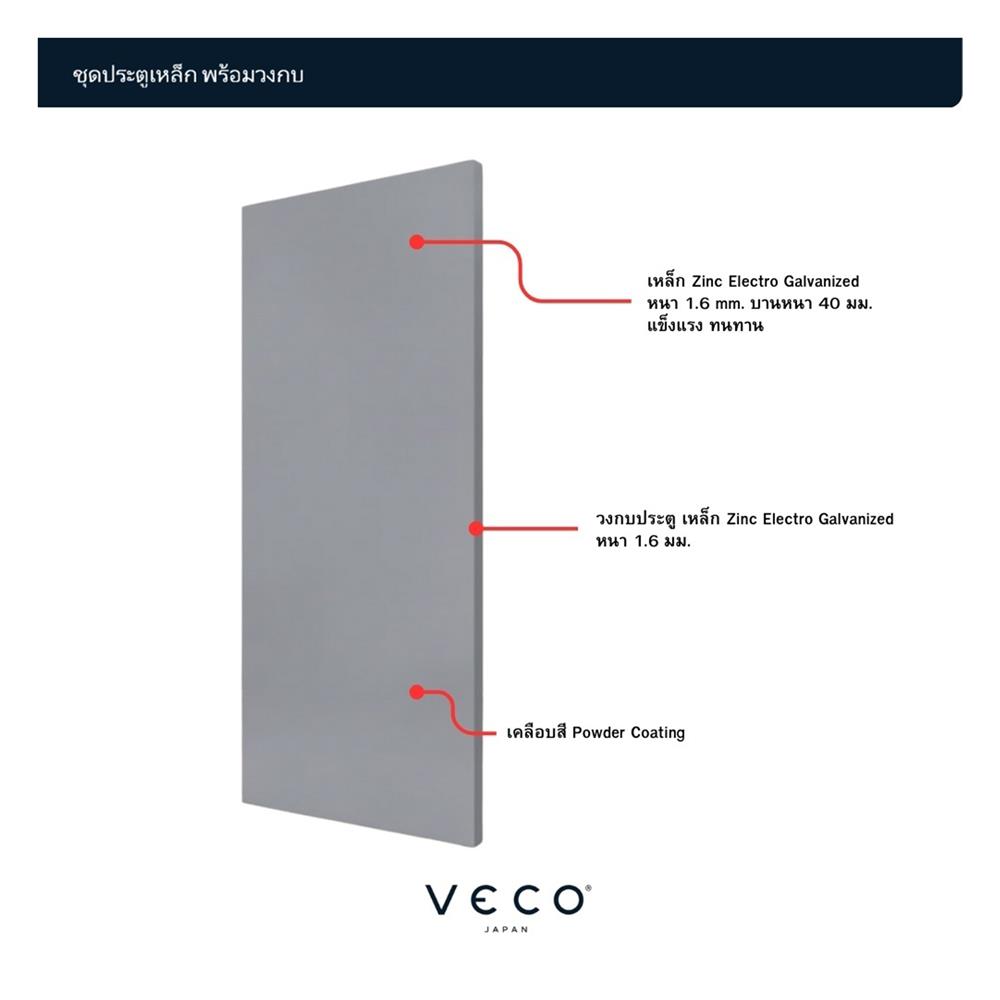 ชุดประตูเหล็ก ไม่เจาะลูกบิด VECO 200x200 ซม. สีเทา
