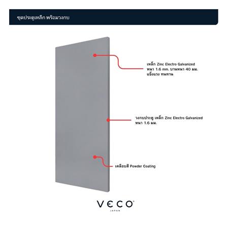 ชุดประตูเหล็ก ไม่เจาะลูกบิด VECO 180x200 ซม. สีเทา_1