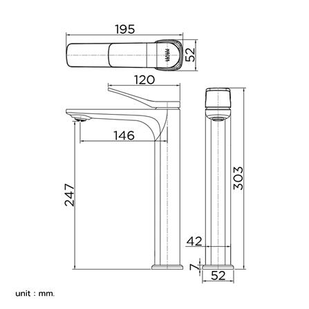 ก๊อกอ่างล้างหน้าผสมเคาน์เตอร์ KARAT FAUCET KF-02-621-41 สีทอง_3
