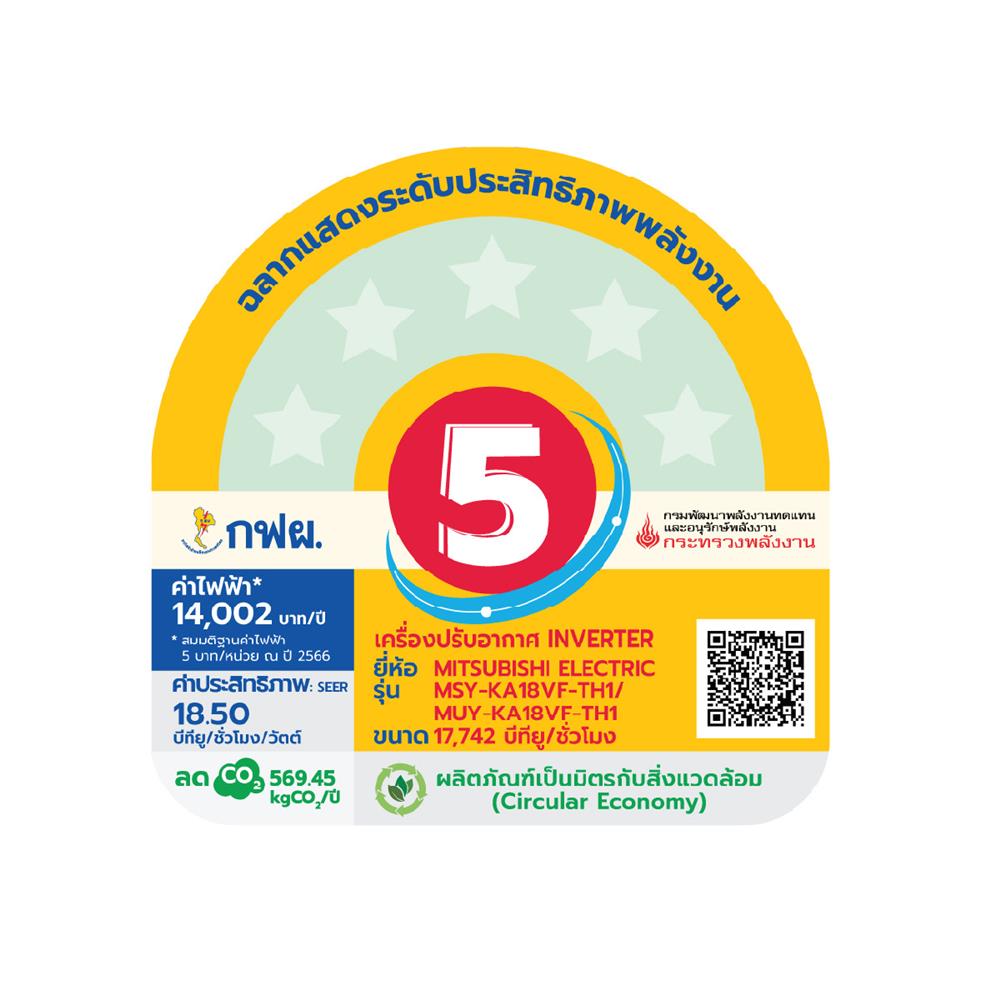 แอร์ผนัง MITSUBISHI MSY-KA18VF 17742 บีทียู อินเวอร์เตอร์