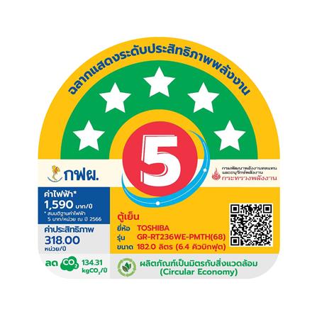 ตู้เย็น 2 ประตู TOSHIBA GR-RT236WE-PMTH(68) 6.4 คิว สีดำ อินเวอร์เตอร์_5