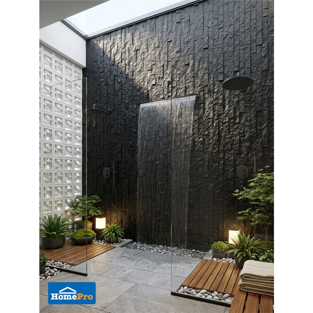 แผ่นตกแต่งผนัง PU 60x120 ซม. TARA BRICK ROCK BLACK