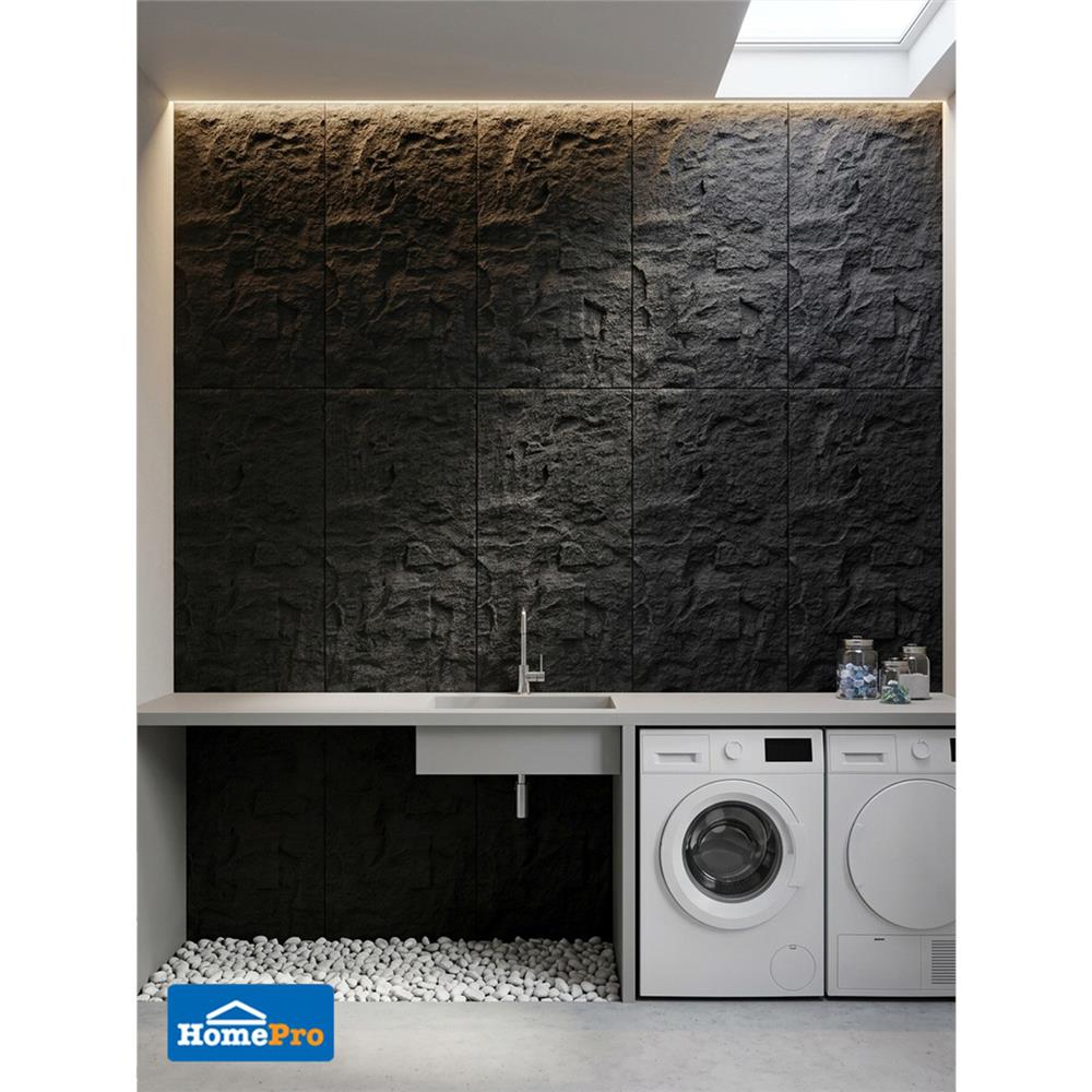 แผ่นตกแต่งผนัง PU 60x120 ซม. TARA STONE BLACK
