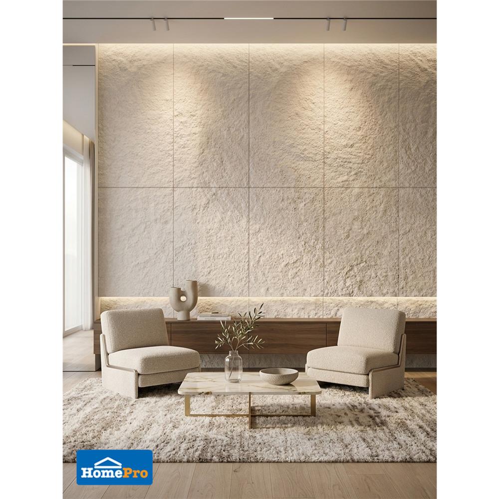 แผ่นตกแต่งผนัง PU 60x120 ซม. TARA ROCK VILLA WHITE