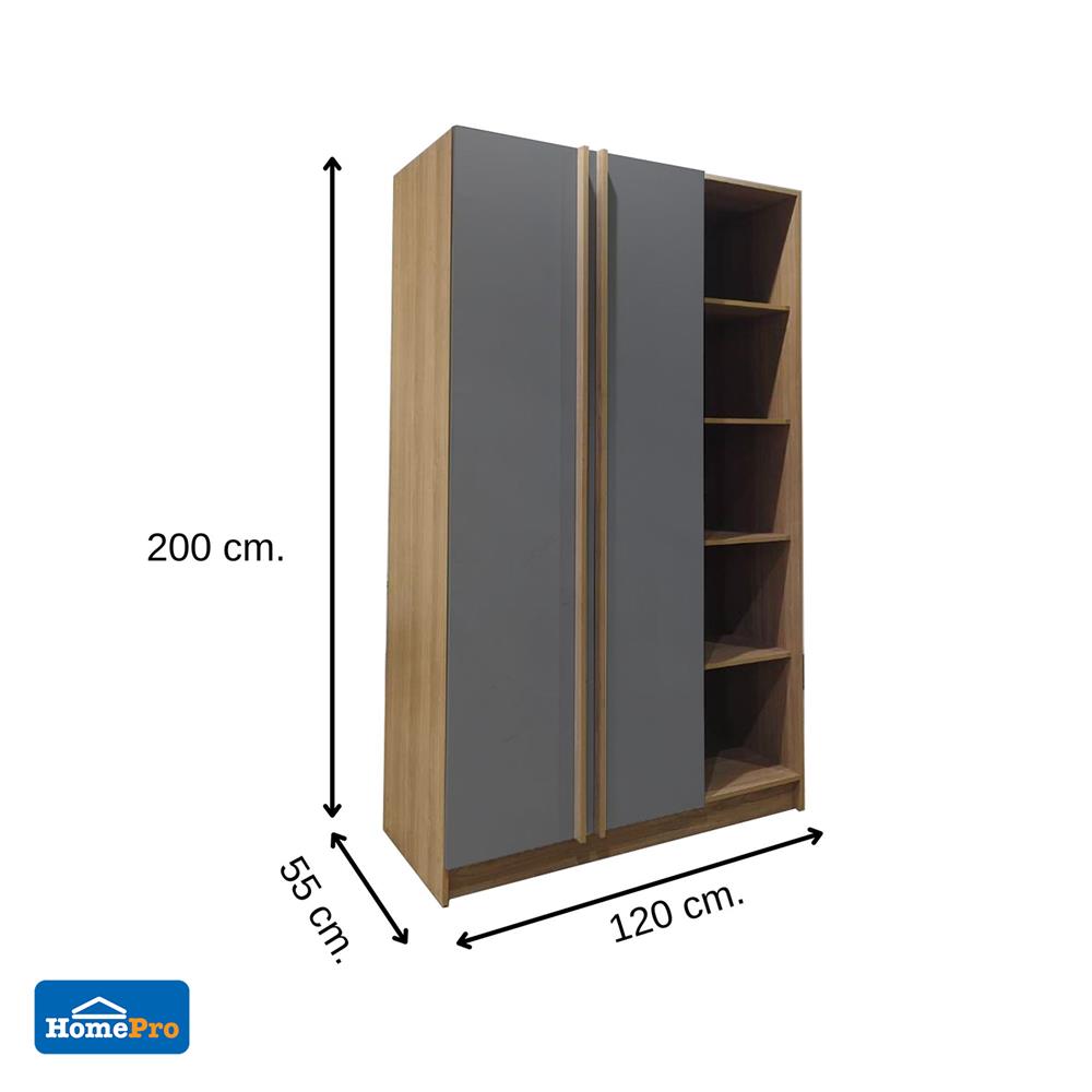 ชุดห้องนอน 5 ฟุต + ตู้เสื้อผ้า 120 ซม. FURDINI KEPT สี NT OAK/เทา