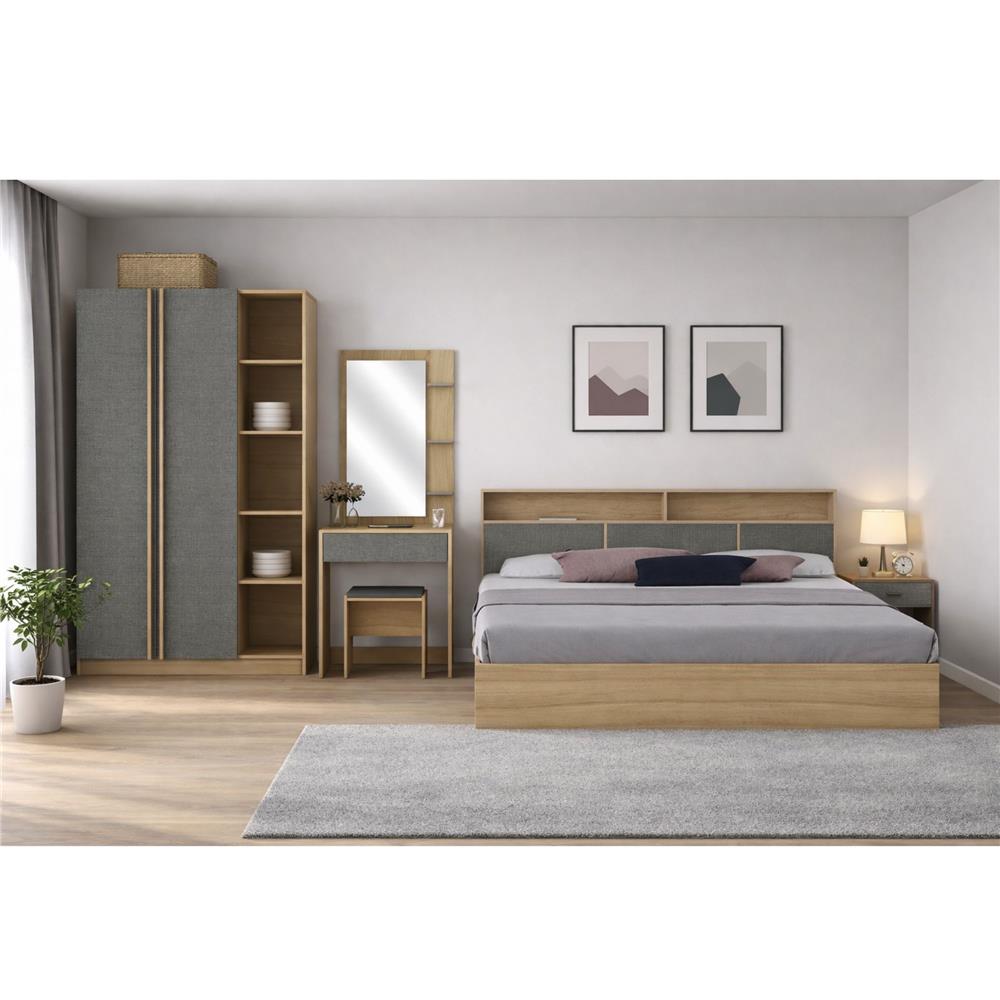 ชุดห้องนอน 5 ฟุต + ตู้เสื้อผ้า 120 ซม. FURDINI KEPT สี NT OAK/เทา