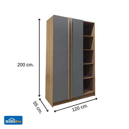 ชุดห้องนอน 5 ฟุต + ตู้เสื้อผ้า 120 ซม. FURDINI KEPT สี NT OAK/เทา_6