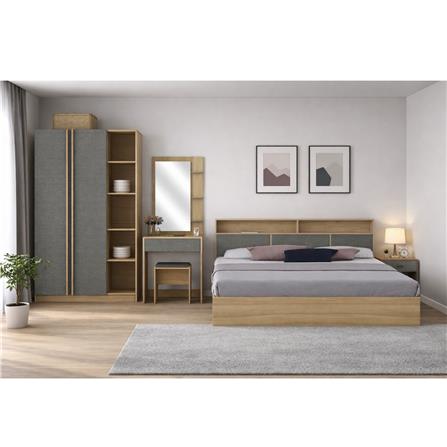 ชุดห้องนอน 5 ฟุต + ตู้เสื้อผ้า 120 ซม. FURDINI KEPT สี NT OAK/เทา_4