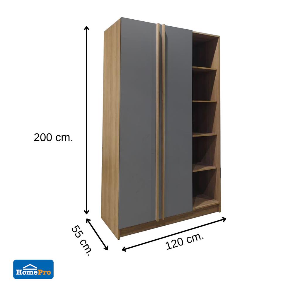 ตู้เสื้อผ้า 2 บานเปิด FURDINI KEPT 120 ซม. สี NT OAK/เทา