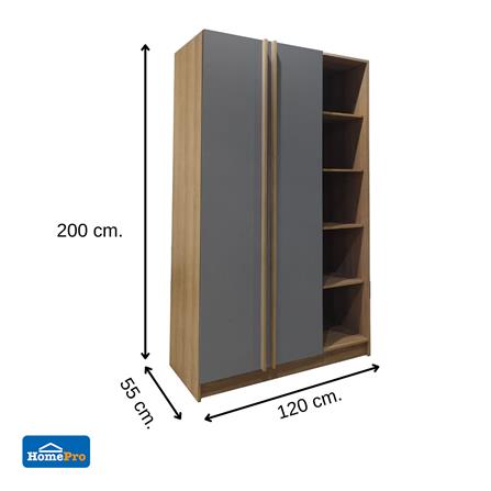ตู้เสื้อผ้า 2 บานเปิด FURDINI KEPT 120 ซม. สี NT OAK/เทา_5