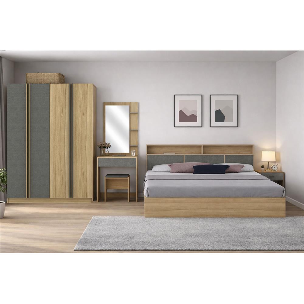 ชุดห้องนอน 5 ฟุต + ตู้เสื้อผ้า 160 ซม. FURDINI KEPT สี NT OAK/เทา