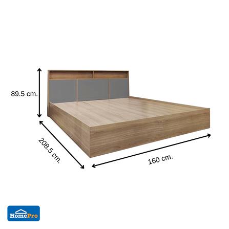 ชุดห้องนอน 5 ฟุต + ตู้เสื้อผ้า 160 ซม. FURDINI KEPT สี NT OAK/เทา_7