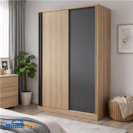 ตู้เสื้อผ้าบานเลื่อน FURDINI KEPT 160 ซม. สี NT OAK/เทา_4