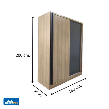 ตู้เสื้อผ้าบานเลื่อน FURDINI KEPT 160 ซม. สี NT OAK/เทา_6