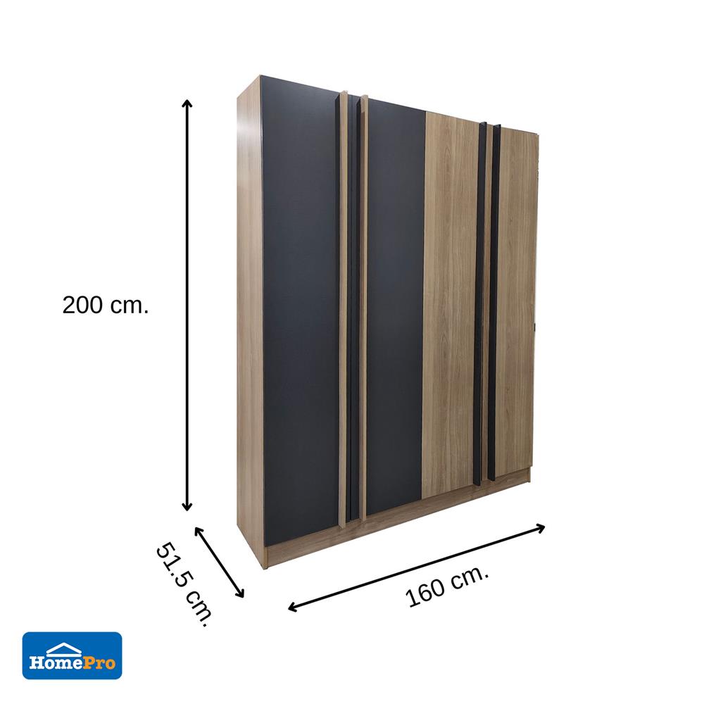 ชุดห้องนอน 6 ฟุต + ตู้เสื้อผ้า 160 ซม. FURDINI KEPT สี NT OAK/เทา