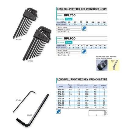 ประแจหกเหลี่ยมหัวบอล TONE BPL900 (ชุด 9 ชิ้น)_1