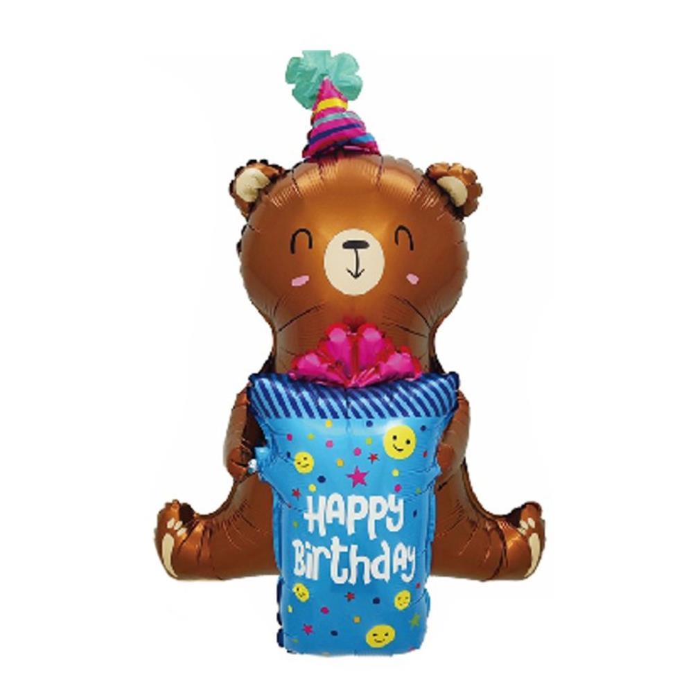 ลูกโป่งฟอยล์ SNAZZ HBD SITTING BEAR 29 นิ้ว สีน้ำตาล