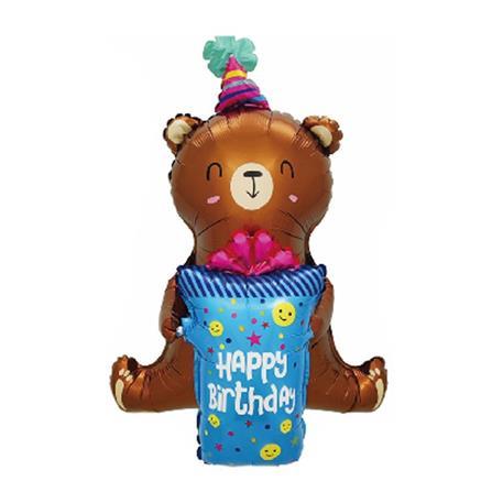 ลูกโป่งฟอยล์ SNAZZ HBD SITTING BEAR 29 นิ้ว สีน้ำตาล_0
