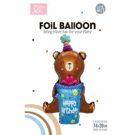 ลูกโป่งฟอยล์ SNAZZ HBD SITTING BEAR 29 นิ้ว สีน้ำตาล_1