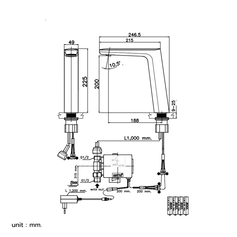 ก๊อกอ่างล้างหน้าอัตโนมัติ COTTO CT4933HYB สีโครม
