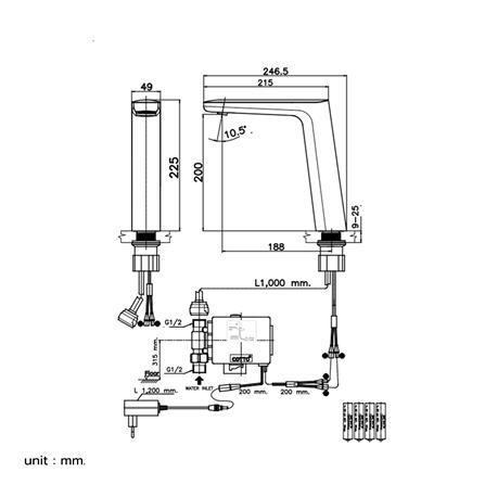 ก๊อกอ่างล้างหน้าอัตโนมัติ COTTO CT4933HYB สีโครม_1