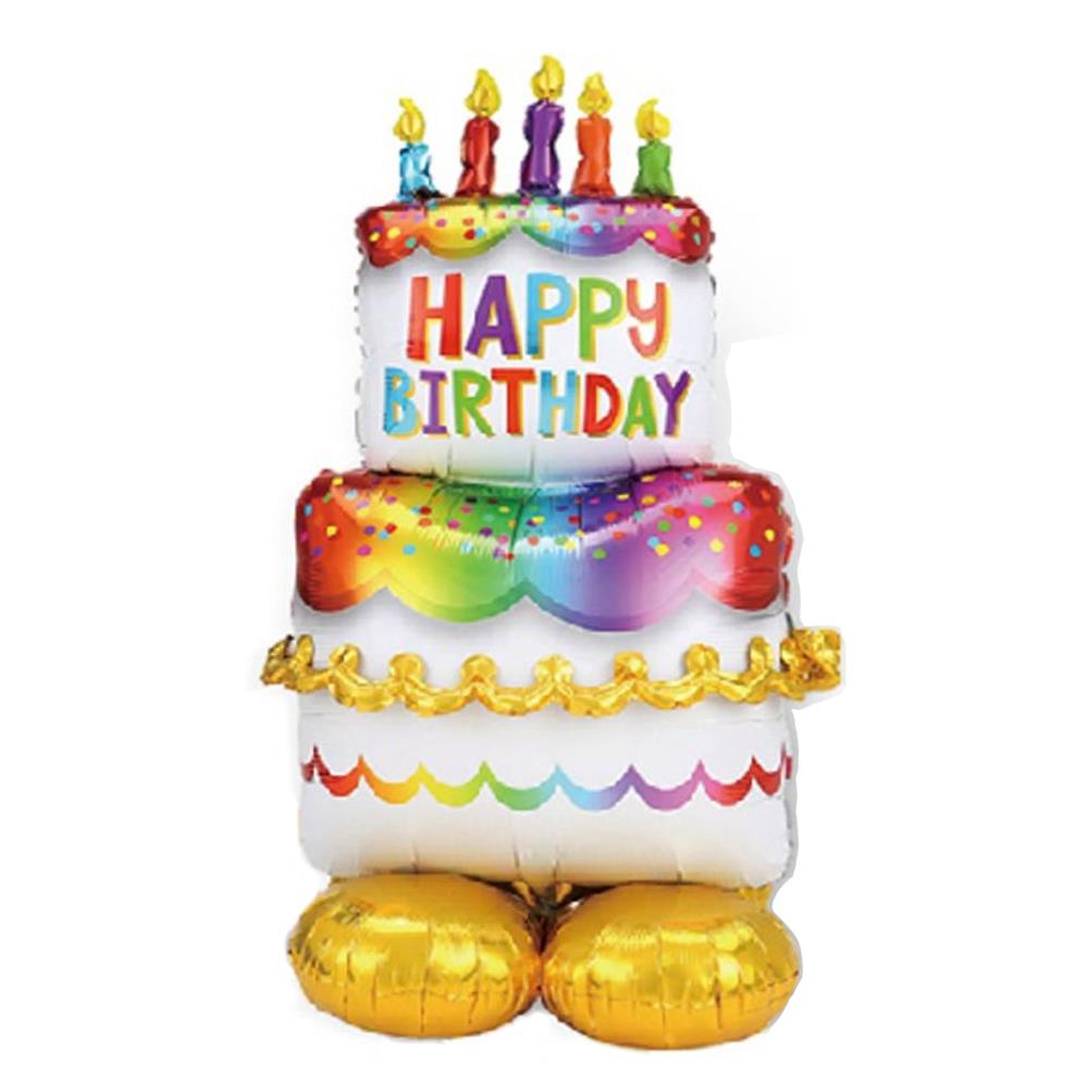 ลูกโป่งฟอยล์ HAPPY BIRTHDAY CAKE SNAZZ 43 นิ้ว สีรุ้ง