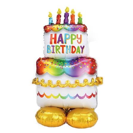 ลูกโป่งฟอยล์ HAPPY BIRTHDAY CAKE SNAZZ 43 นิ้ว สีรุ้ง_0