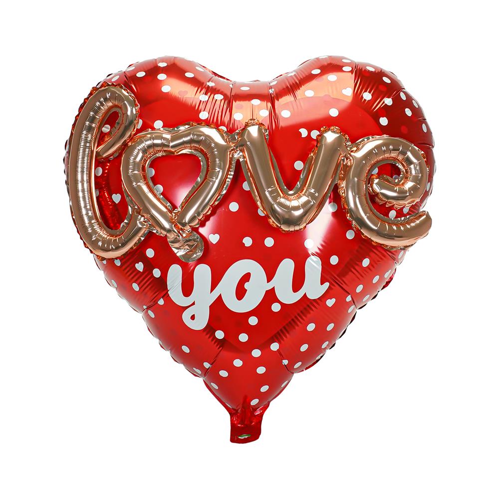 ลูกโป่งฟอยล์ LOVE HEART SNAZZ 24 นิ้ว สีแดง