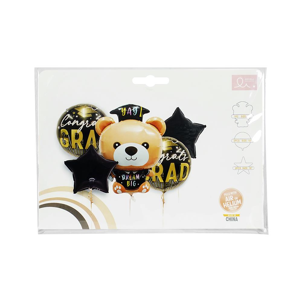 ลูกโป่งฟอยล์ SNAZZ BEAR GRADUATION SET 29 นิ้ว สีดำ