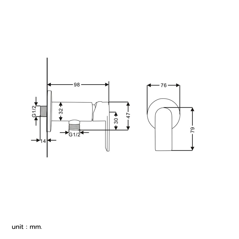 วาล์วฝักบัว 1 ทาง RASLAND RA C311-129MT