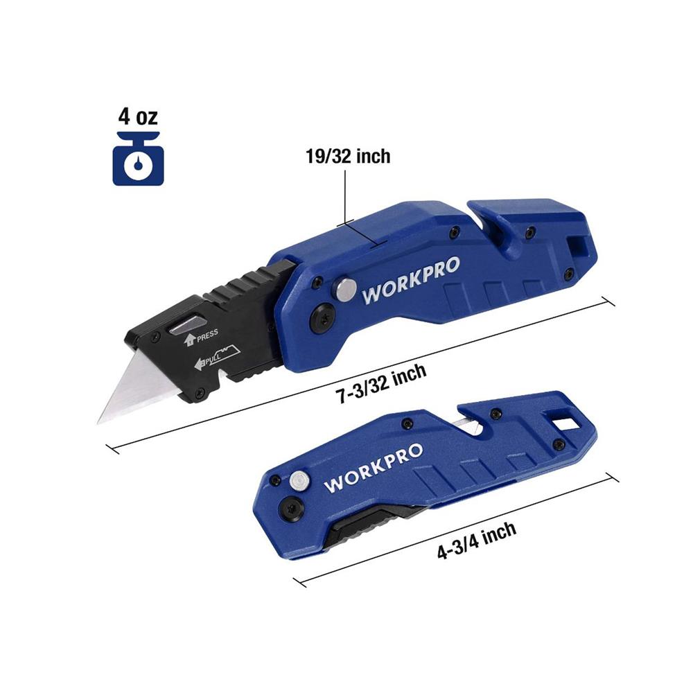 มีดพับอเนกประสงค์ด้ามจับไนลอน WORKPRO WP211008