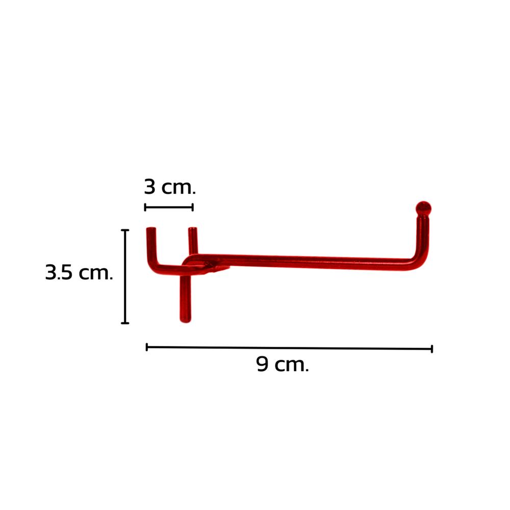 ชุดตะขอแขวนเหล็กเดี่ยวยาว CUSTOMAI 9 ซม. สีแดง (ชุด 5 ชิ้น)