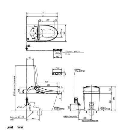 สุขภัณฑ์อัตโนมัติ TOTO G5A (CES76311) 4.8 ลิตร สีขาว_7