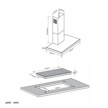 เตาฝัง+เครื่องดูดควัน TECNOSTAR HD 90 SB+HB MINI2R_1