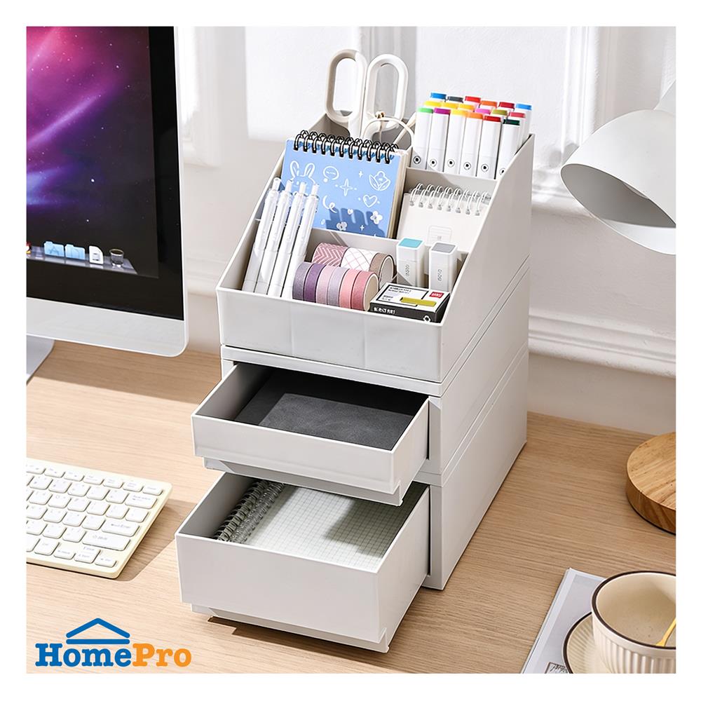 ชุดกล่องลิ้นชัก STACKO NEO 25.7x19.7x32.2 ซม. สีขาว
