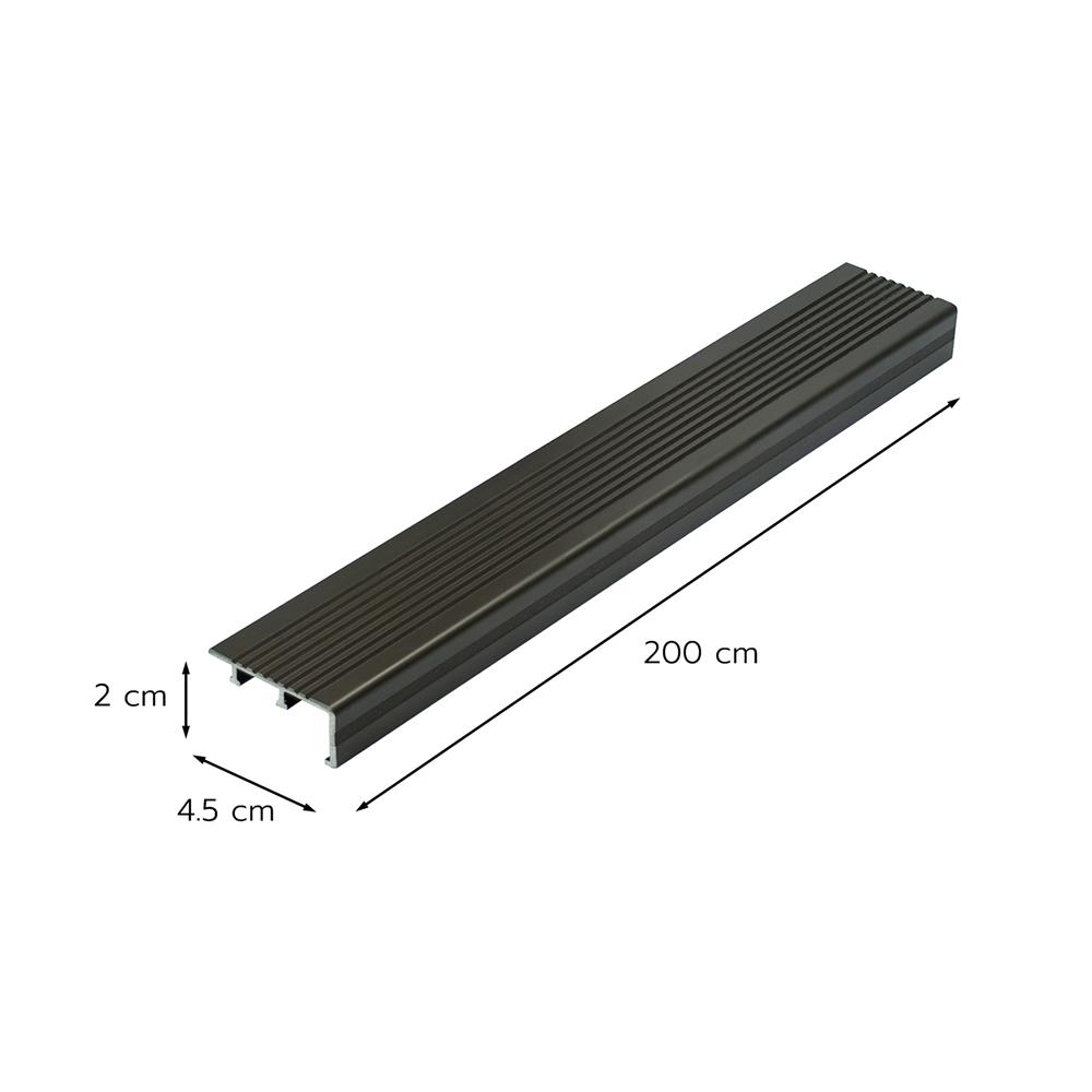 จมูกบันไดอะลูมิเนียม HOME NAP 502001 4.5 ซม. 2 ม. สีดำ