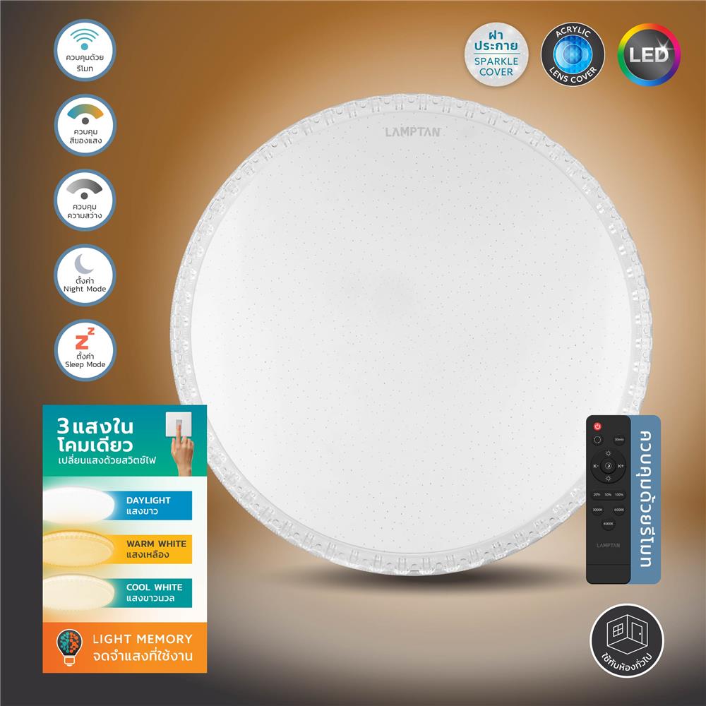 ไฟเพดาน LED LAMPTAN NORA 19 นิ้ว 50 วัตต์ DAYLIGHT/COOL WHITE/WARM WHITE