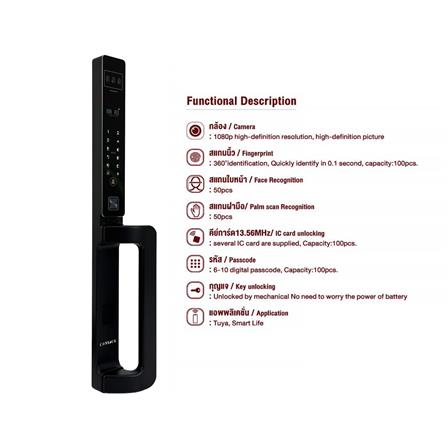 กลอนดิจิตอล CONLOCK XERCON CURVE สีดำ_6