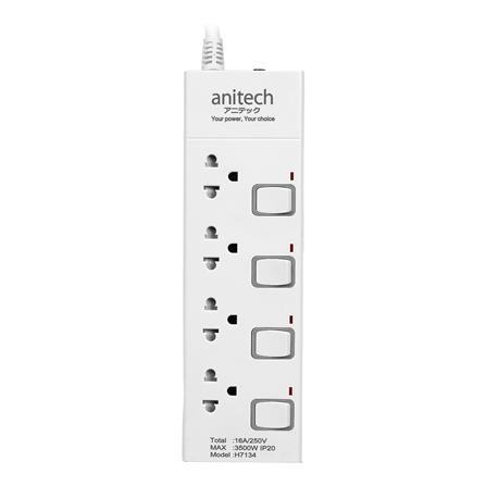 รางปลั๊กไฟ 4 ช่อง 4 สวิตช์ ANITECH H7134 16 แอมป์ 3 ม._0