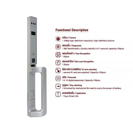 กลอนดิจิตอล CONLOCK XERCON CURVE สีเงิน_6