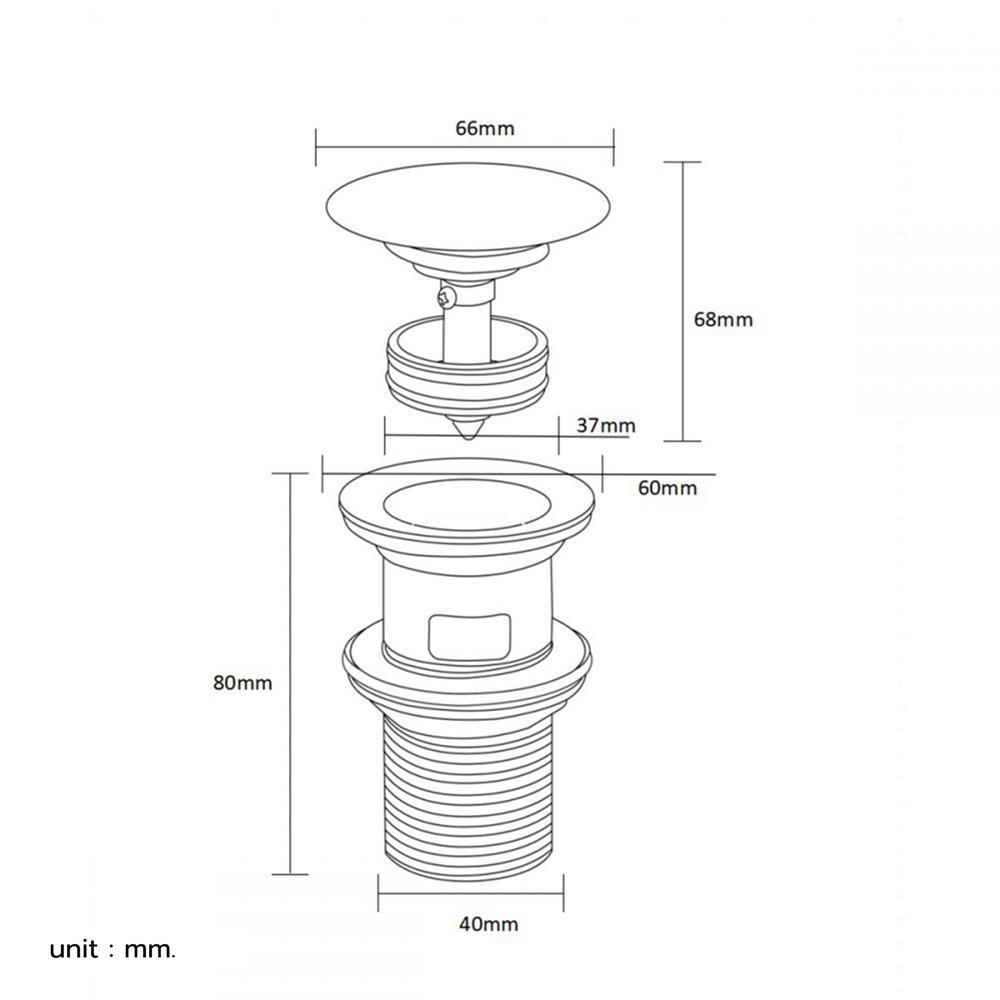 สะดืออ่างล้างหน้าแบบกด RASLAND RA K1111-6333