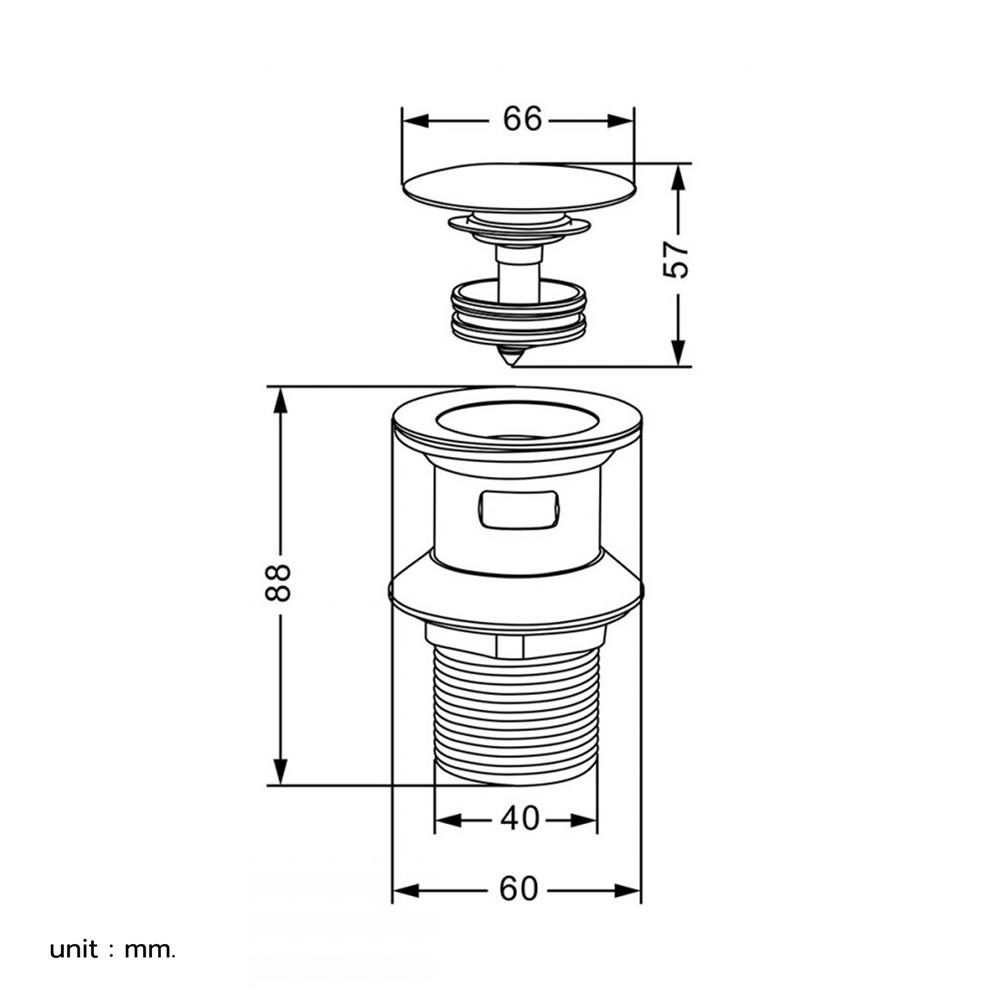 สะดืออ่างล้างหน้าแบบกด RASLAND RA K1111-3666